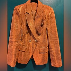 Women's Double-Breasted Orange Blazer